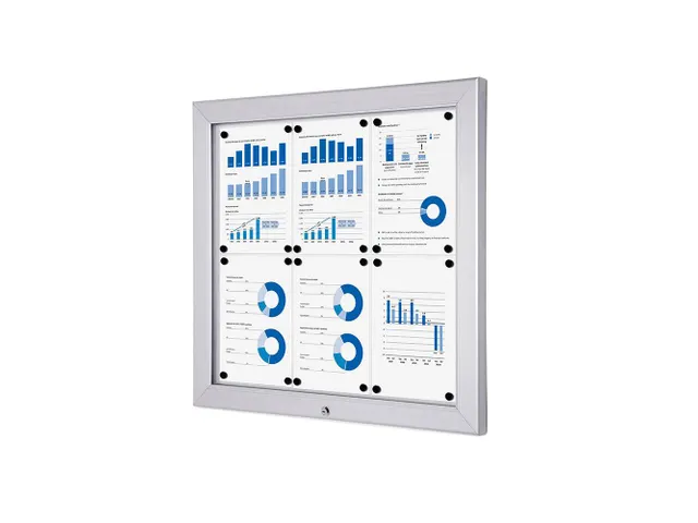 Vergrendelbaar Notitiebord Alpha Vitrine Indoor/Outdoor 6xA4 Zilver