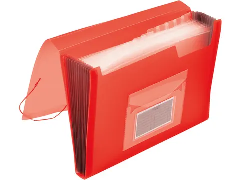 Voorordner A4 PP 13 Vaks Elastieksluiting Rood Transparant