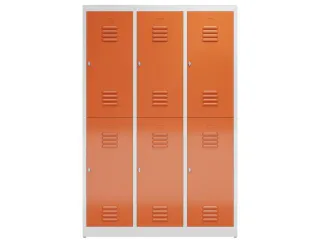 Dubbeldekse garderobekast 1800x1185x500mm 3x2vak 400mm RAL7035 RAL3000 - 2