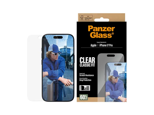 PanzerGlass Screen Protector iPhone 17 Pro | Classic Fit w. EasyAli
