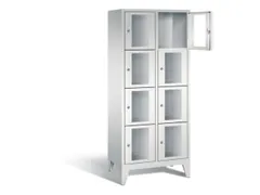 Lockerkast 1850x810x500mm 2x4 vakken Cilinderslot Poten, RAL7035