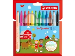 Viltstift STABILO Trio Jumbo 380/12 extra large assorti etui à 12 stu