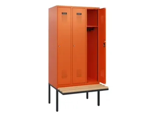 locker met bank,HxBxD 1950x900x815mm,3vak,vak B 300mm,cilinderslot - 1