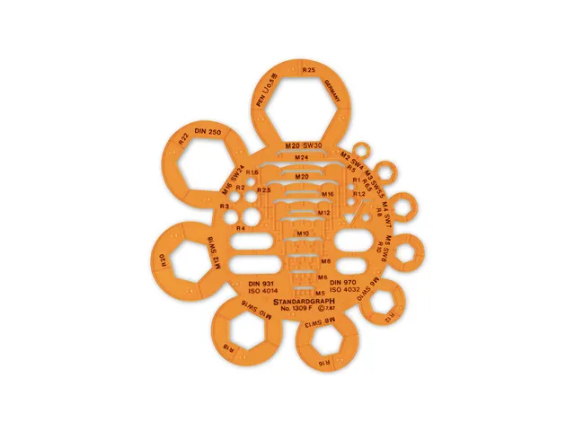 Afrondingssjabloon Standardgraph met hoek meter, met inktrand