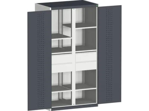 kast met geperforeerde platen,HxBxD 2000x1600x650mm,4xStalen bodem