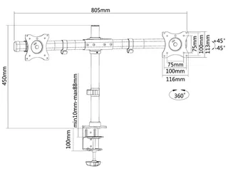 Monitorarm FPMA-DCB100D 2 schermen tot 27 inch Zwart - 2