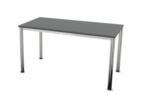 Vergadertafel Hxbxd 74x140x70cm 4-poots Verchroomd Ms-donkergrijs