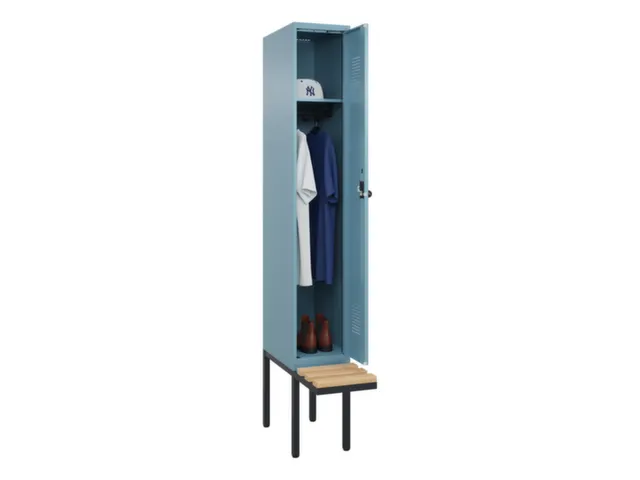 locker met bank,HxBxD 2120x300x815mm,1vak,vak B 300mm,draaigrendel