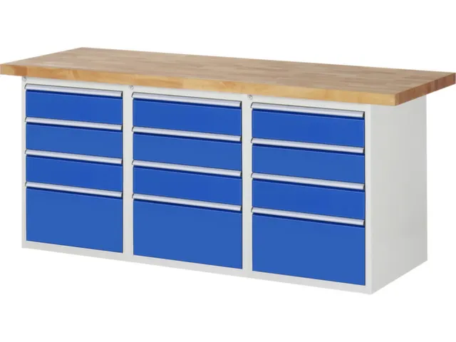 werkbank,HxBxD 890x2000x700mm,beukblad,draagverm. 750kg,3containers