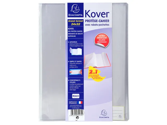 Protège-cahier translucide Kover - 24x32cm - Couleurs assorties