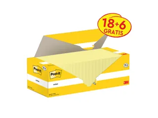 Memoblok 3M Post-it 654-CY 76x76mm geel voordeelpak - 1