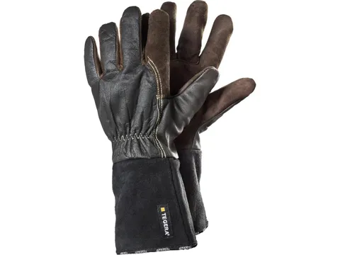 Tegera 132A lederen lashandschoenen, bruin/zwart, maat 7, per 12 paar