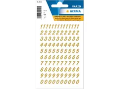 Etiket Herma 4151 8mm Getallen 0-9 Goud op Transparant 208 stuks