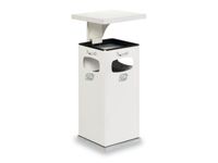 Combi-Asbak Staal 910x395x395mm Overkapping 3 Inworpopeningen Wit