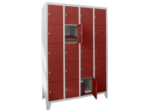 lockerkast,HxBxD 1850x1200x500mm,4x5vakken,RAL7035,front RAL3000