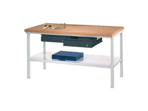 Werkbank 900x1500x700mm 2laden Frame/behuizing Ral7035 Front Ral7016