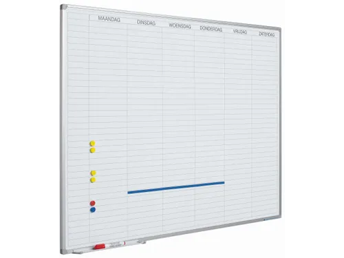 Planbord 90x120cm Softline profiel 8mm Werkdagen NL incl. dagenstrook