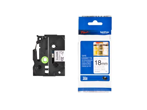 Labeltape Brother P-touch TZe-N241 ongelamineerd 18mm zwart op wit