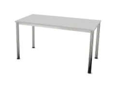 Vergadertafel Hxbxd 74x140x70cm 4-poots Verchroomd Mp-lichtgrijs