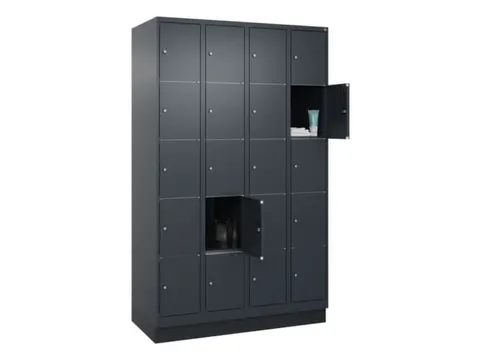 lockerkast,HxBxD 1950x1200x500mm,4x5vakken,vak B 300mm,cil.-slot