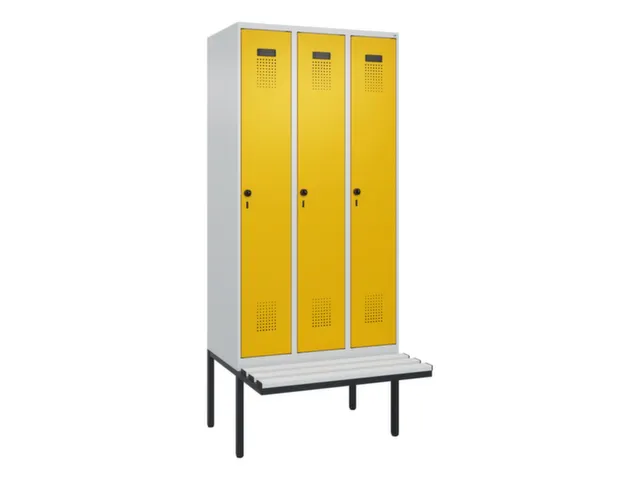 locker met bank,voor scheiding van kleding,HxBxD 2120x900x815mm,3vak