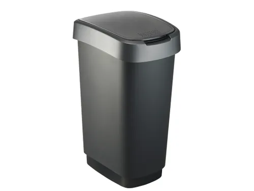 Afvalbak Twist 50 liter Zwart Zilver