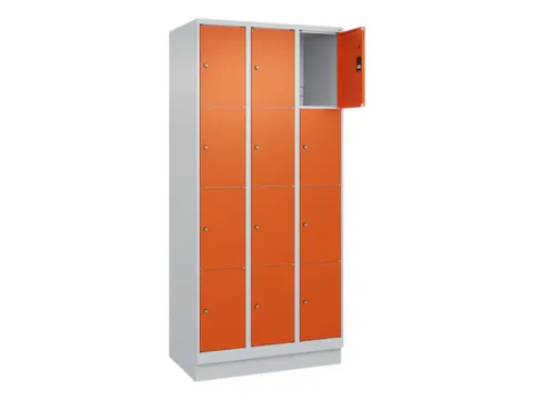 lockerkast,HxBxD 1950x900x500mm,3x4vakken,vak B 300mm,cil.-slot,sokkel
