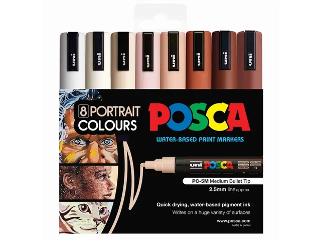 Paintmarker Uni POSCA PC5M 8st portretkleuren