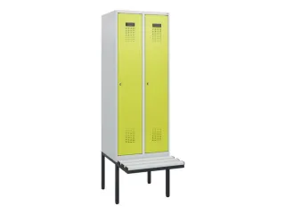 locker met bank,HxBxD 1950x600x815mm,2vak,vak B 300mm,cilinderslot - 2