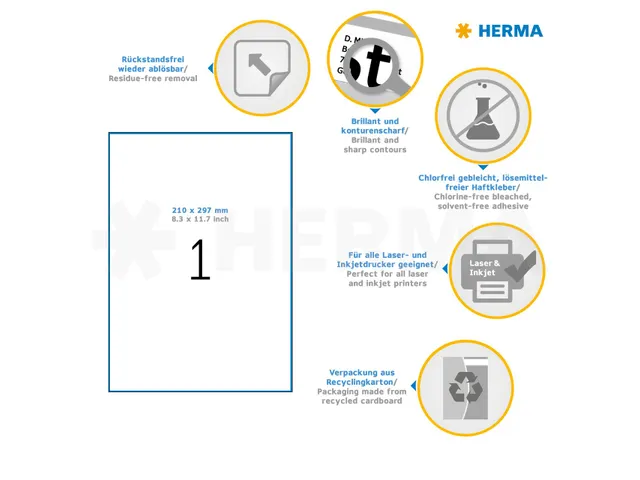 HERMA 10021 Verwijderbare etiketten A4 210x297mm Wit 25 stuks