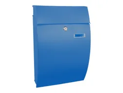 muurbrievenbus,staal,blauw,HxBxD 480x322x155mm,inworp/uitname voor