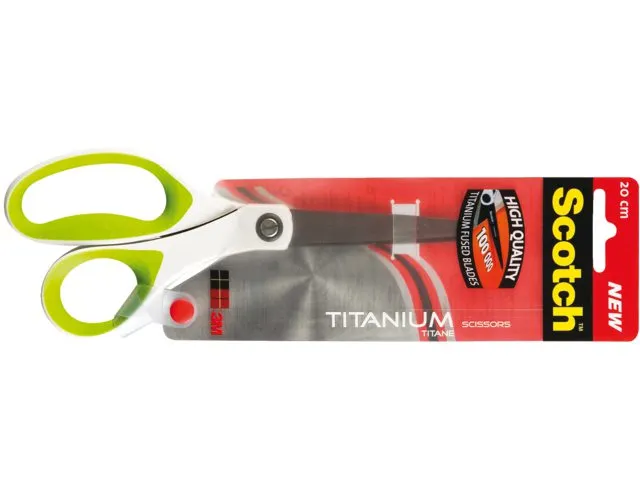Schaar Scotch 20cm titanium met groot oog groen blister