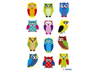 Sticker Etiket Herma 3224 Uilen Glitterfolie 12 stuks - 1