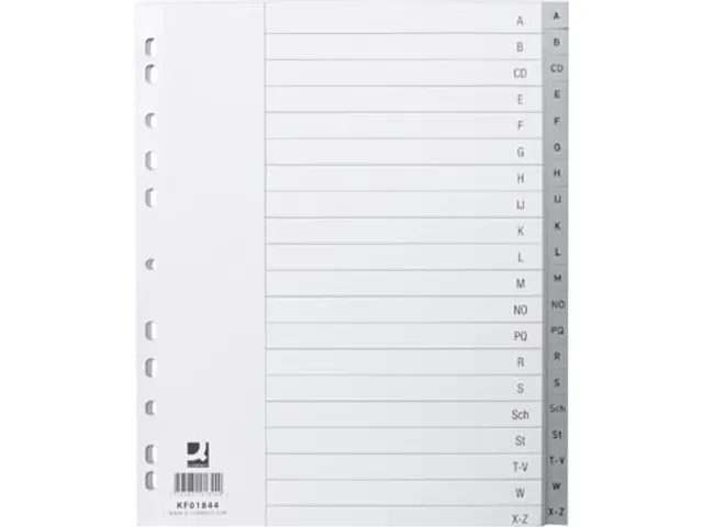 Tabbladen Set A-Z PP A4 4-Gaats 20 Tabs Grijs