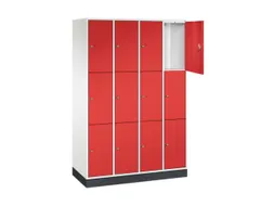 lockerkast,HxBxD 1950x1220x500mm,4x3vakken,cil.-slot,sokkel