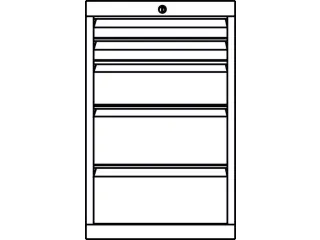 ladekast,HxBxD 800x715x600mm,5lade(n),cil.-slot,RAL7035,front RAL3000 - 3