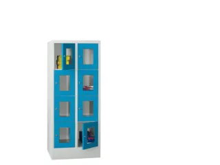 lockerkast,HxBxD 1518x600x500mm,2x4vakken,RAL7035,front RAL5012 - 2