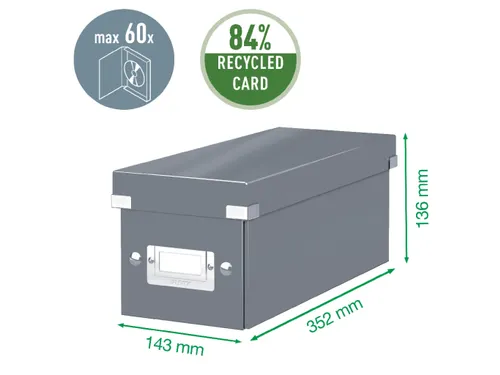 Cd-box Leitz Click & Store 143x136x352 Zwart 84% gerecycled karton