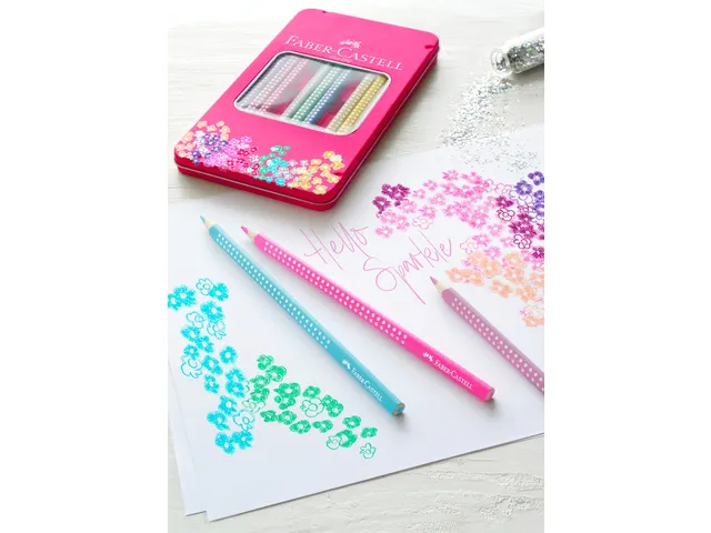 Crayons de couleur Faber Castell Sparkle dans une boîte métallique r