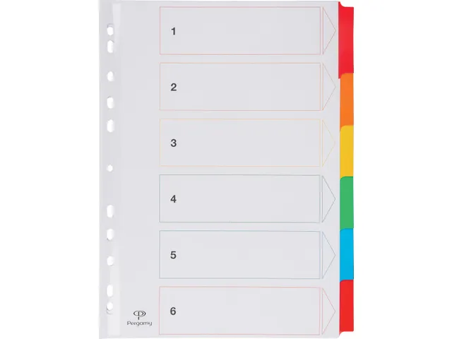 Tabblad karton A4 Assorti 6-delig 11-gaats index