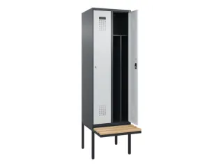 locker met bank,voor scheiding van kleding,HxBxD 2120x600x815mm,2vak - 1