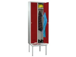 locker met bank,RAL 7035,HxBxD 2150x900x500mm,3vak,vak B 300mm