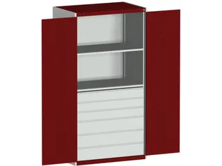 systeemkast 2000x1050x650mm 2xStalen bodem 6laden Ral7035 Ral3004 - 2