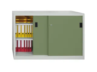 schuifdeurkast,HxBxD 1000x1500x600mm,RAL7035,front RAL6011 - 2