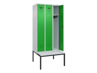 locker met bank,HxBxD 2120x900x815mm,3vak,vak B 300mm,cilinderslot - 1