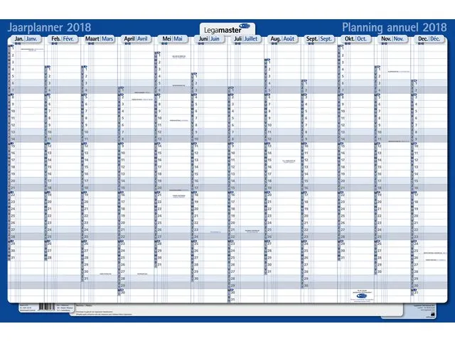 Jaarplanner 2026 Legamaster 1 persoon 90x60cm horizontaal gelamineerd