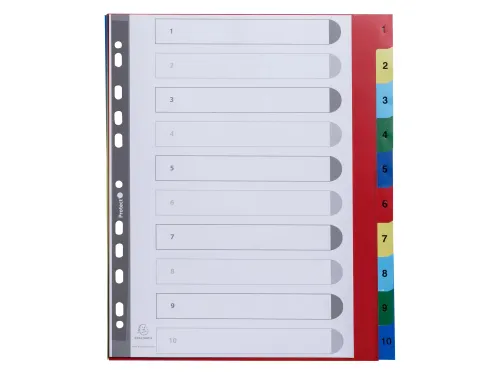 Bedrukte tabbladen numeriek assorti PP A4+ 10-delig 1-10 11-gaats