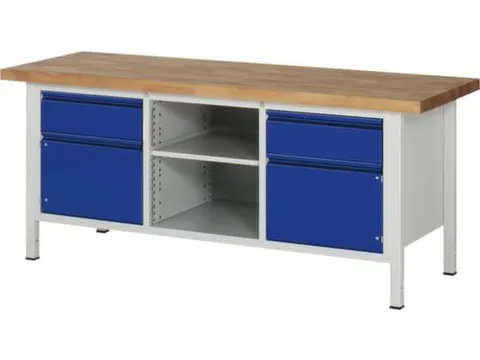 werkbank,RAL 7035/RAL 5010,HxBxD 840-1040x2000x700mm,beukblad