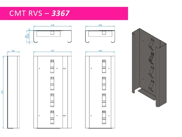 CMT Swoosh handschoendispenser Quattro in breedte verstelbaar RVS