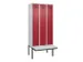 locker met bank,voor scheiding van kleding,HxBxD 2120x900x815mm,3vak